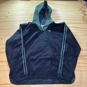 Vintage 90s Adidas Black Green Hoodie Nylon Windbreaker Jacket Mens Large
